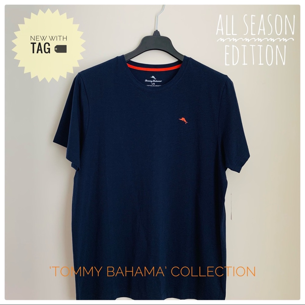 🐠(NWT) TOMMY BAHAMA Navy Blue Colored Soft Crew Neck Tee Shirt